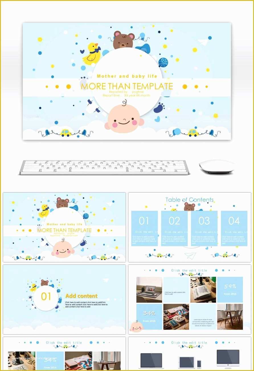 Mother and Baby Powerpoint Template Free Of Awesome Cartoon Lovely Mother and Baby Life Dynamic Ppt