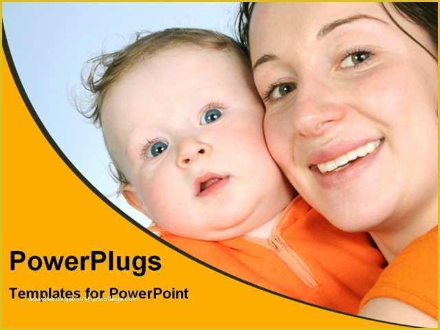 Mother and Baby Powerpoint Template Free Of Powerpoint Template Mother and Baby Happy Smiling orange