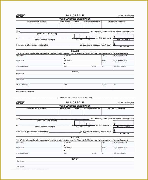 Motorcycle Bill Of Sale Template Free Download Of 8 Motorcycle Bill Of Sale Templates