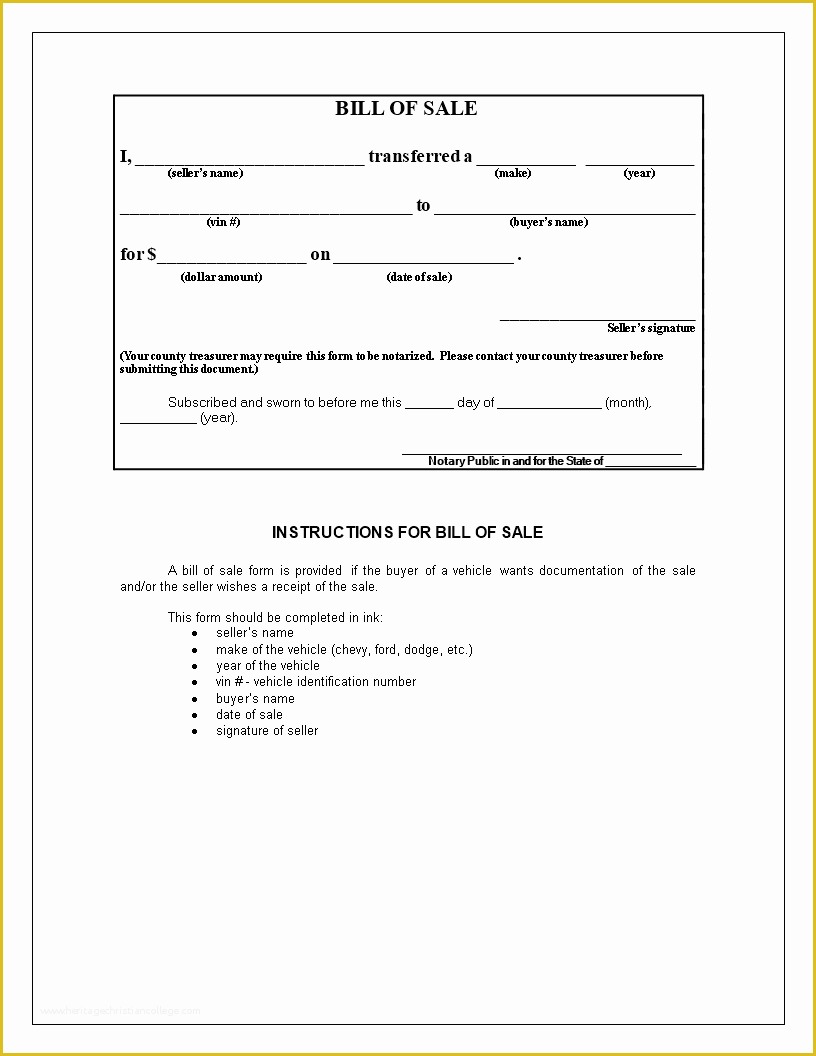 Motorcycle Bill Of Sale Template Free Download Of Free Generic Bill Of Sale for Motorcycle