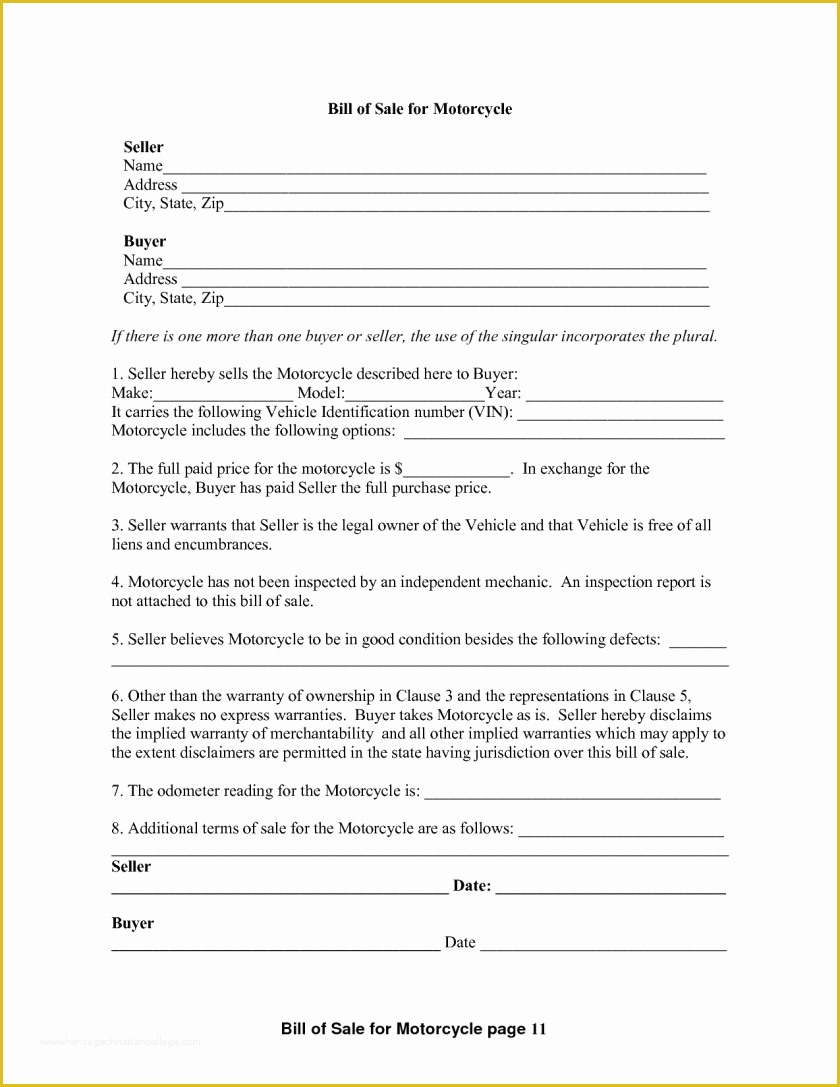 Motorcycle Bill Of Sale Template Free Download Of Motorcycle Bill Sale Template