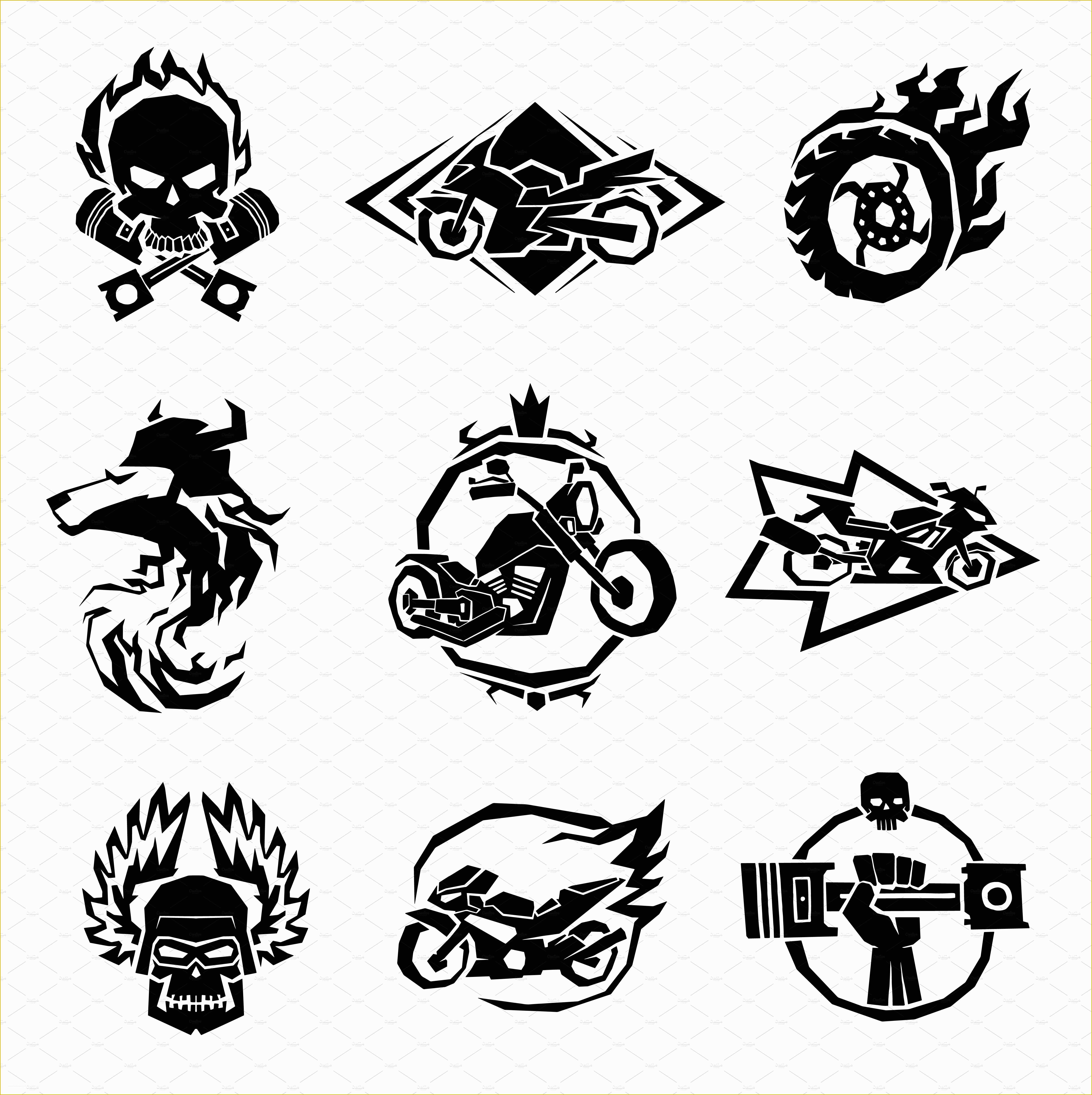Motorcycle Club Logo Template Free Of Bikers Badges Emblems Vector Illustrations Creative Market