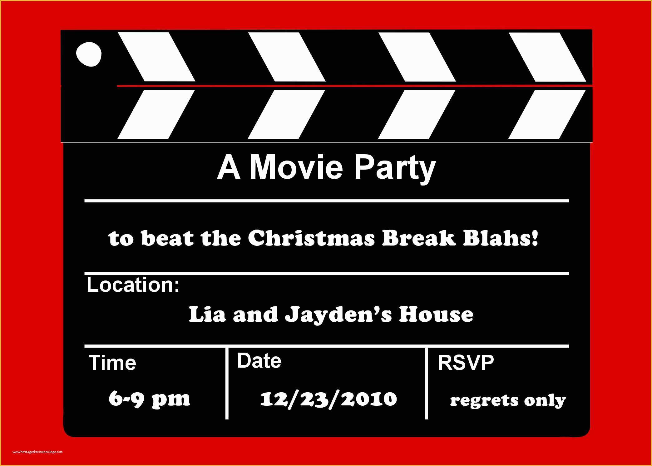 Movie Party Invitations Free Template Of Birthday Party Invitation Templates Movie theme – Best