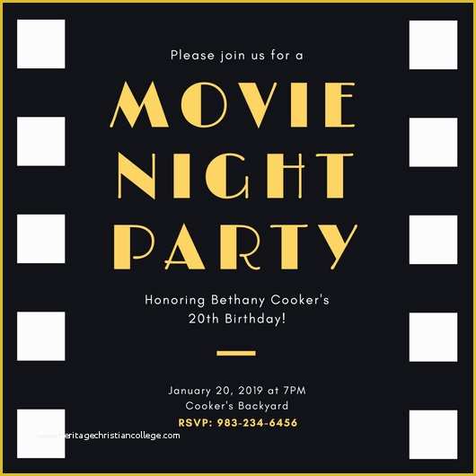 Movie Party Invitations Free Template Of Customize 646 Movie Night Invitation Templates Online Canva