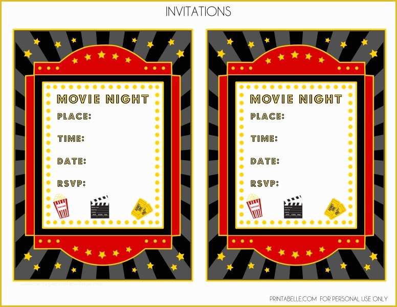Movie Party Invitations Free Template Of Free Movie Night Party Printables by Printabelle