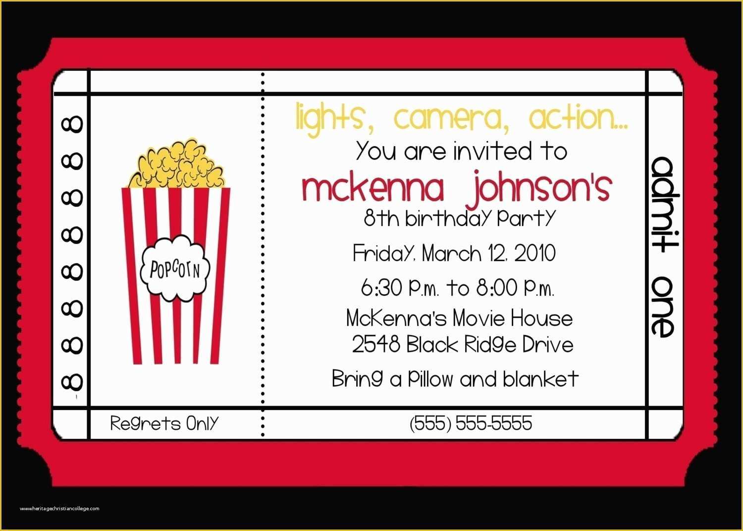 Movie Party Invitations Free Template Of Free Printable Movie Birthday Party Invitations