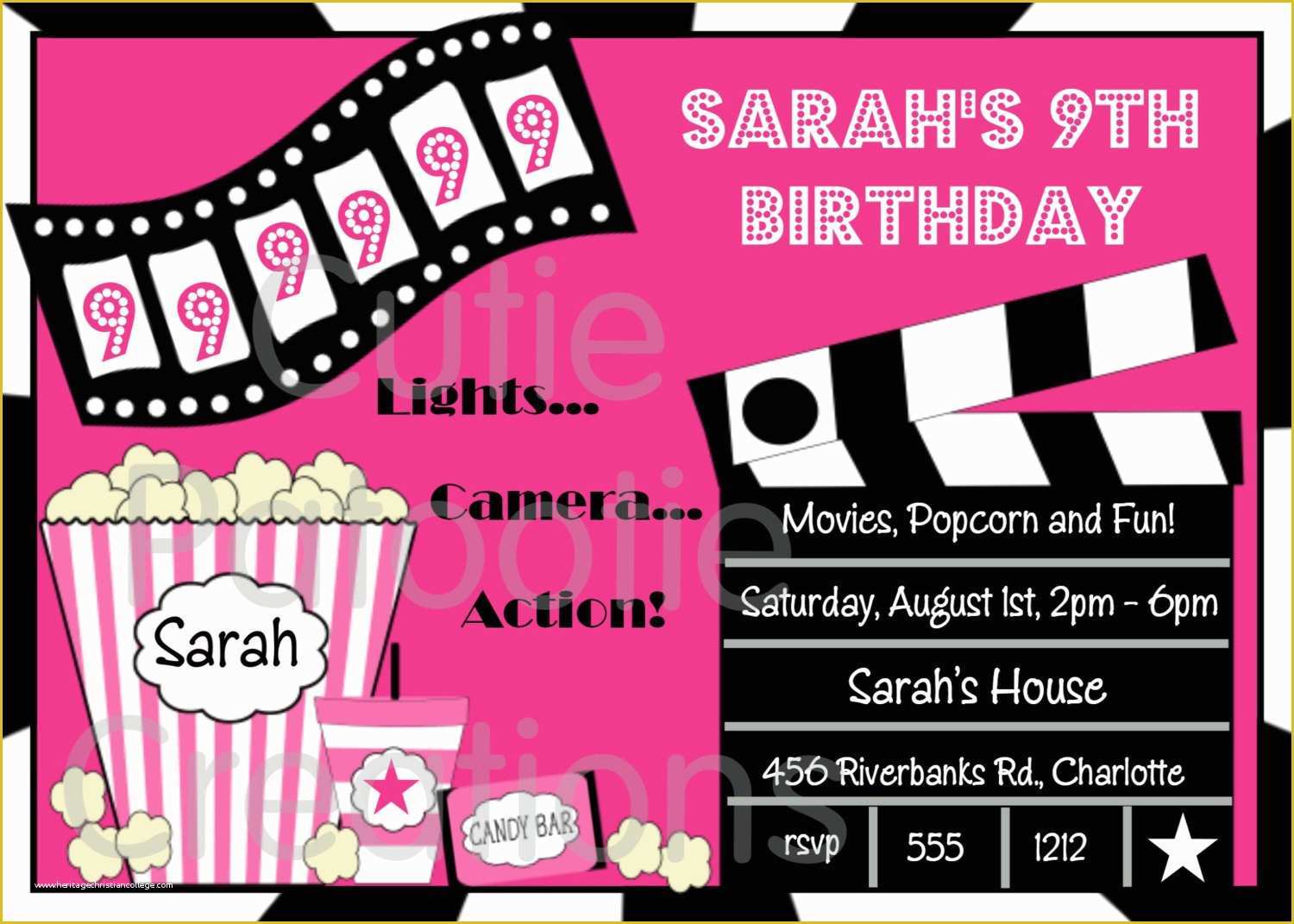Movie Party Invitations Free Template Of Free Printable Movie Night Birthday Party Invitations