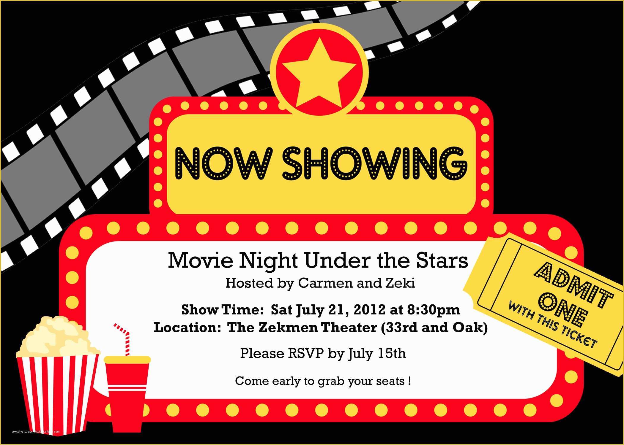 Movie Party Invitations Free Template Of July 2012