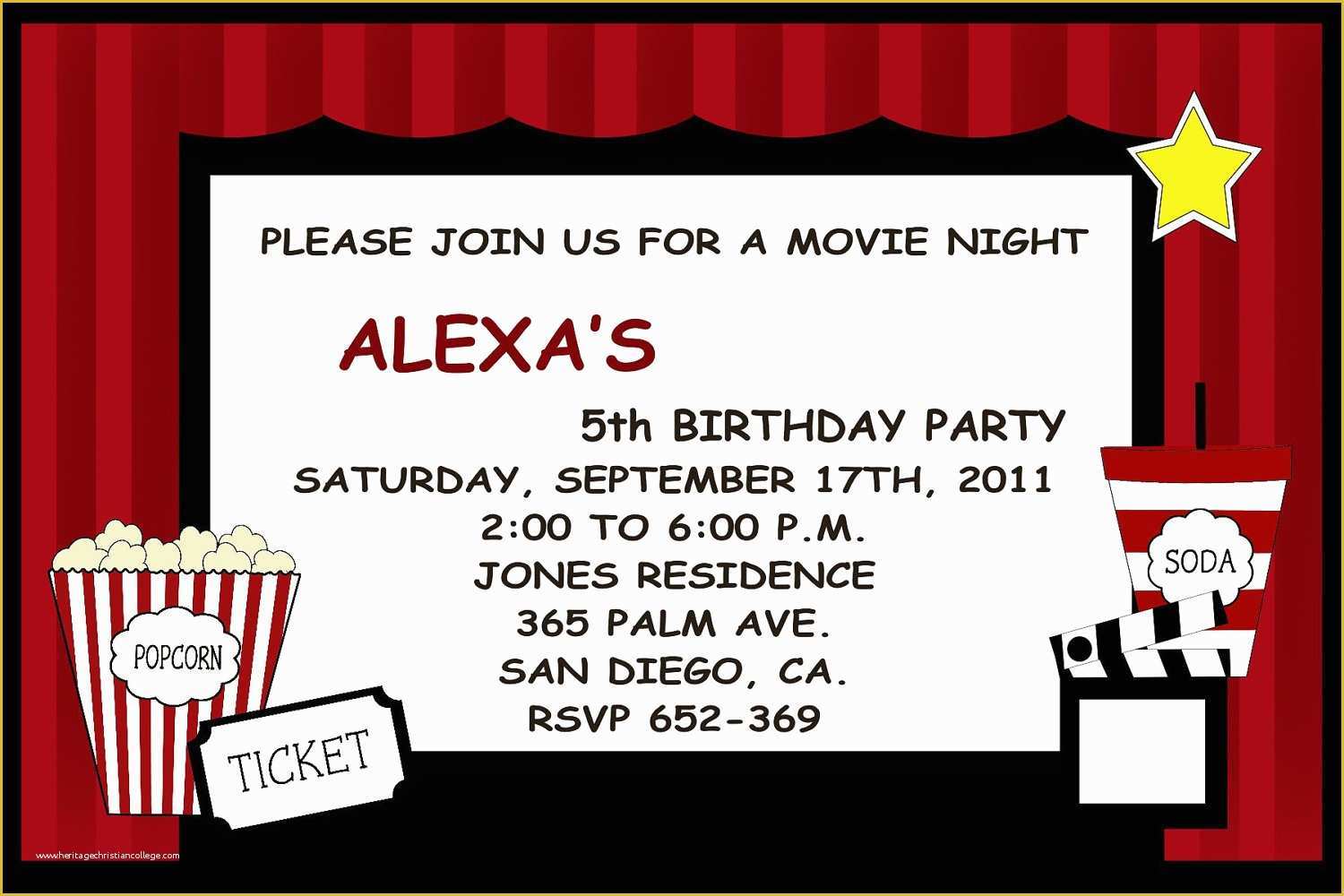 Movie Party Invitations Free Template Of Movie Invitations Templates