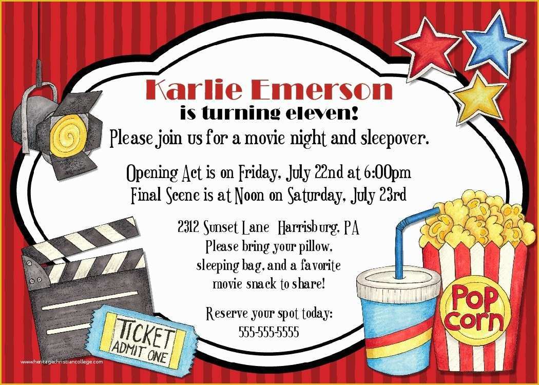 Movie Party Invitations Free Template Of Movie Night Birthday Party Invitation Printable by