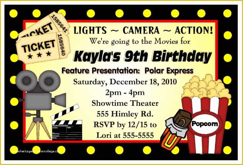 Movie Party Invitations Free Template Of Movie Night Birthday Party Invitations Hollywood