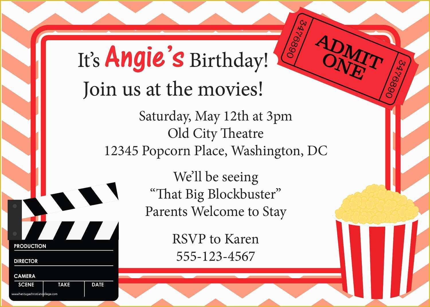 Movie Party Invitations Free Template Of Movie Night Invitation Birthday Invite Diy by Cowprintdesigns