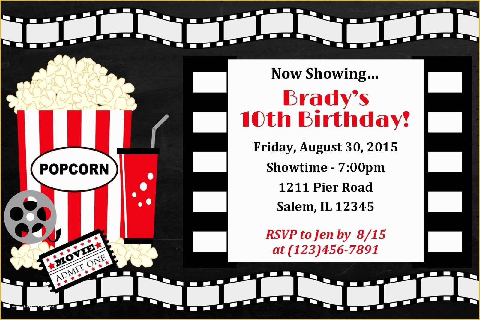 Movie Party Invitations Free Template Of Movie Night Invitation Movie Night Birthday Movie