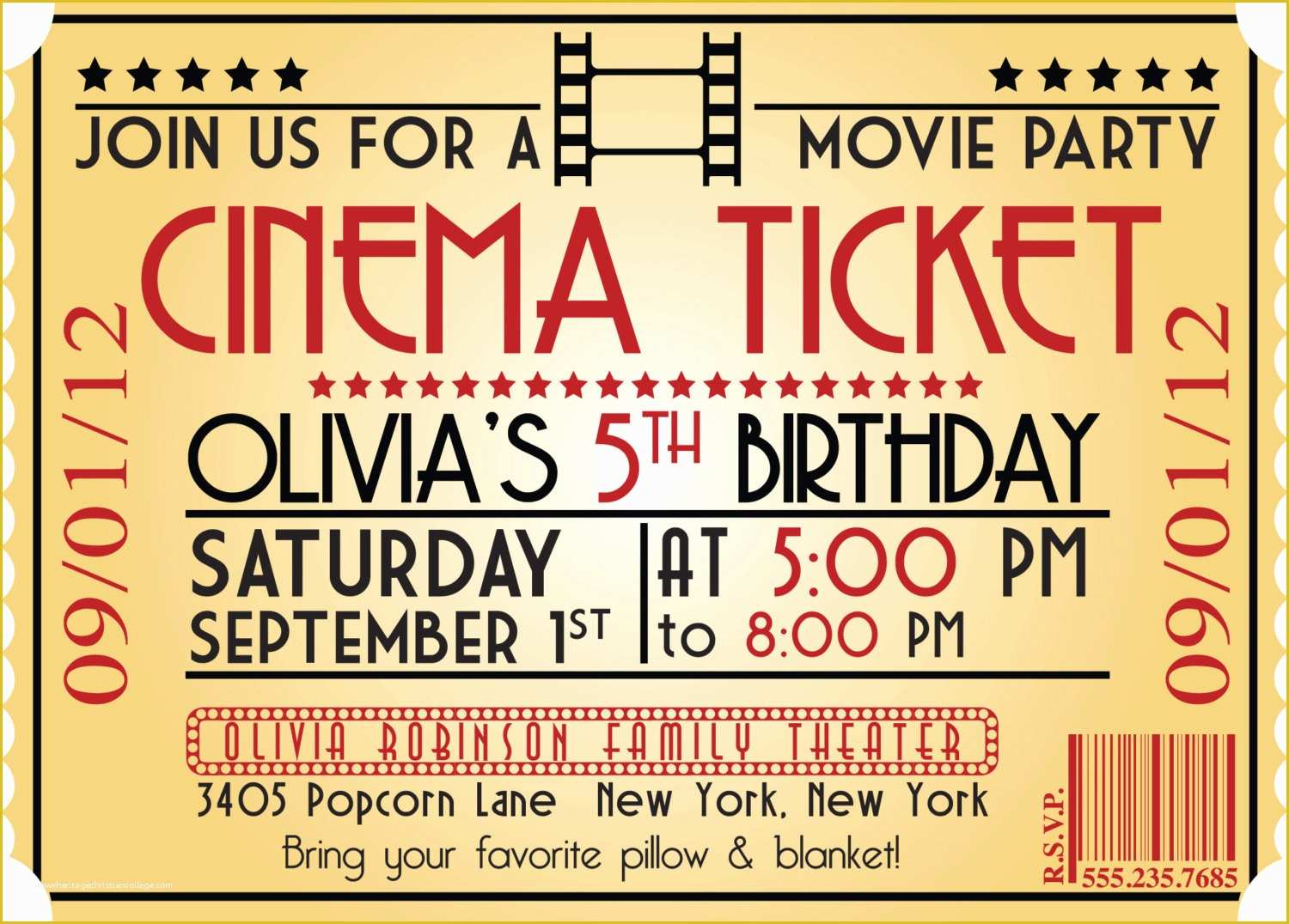 Movie Party Invitations Free Template Of Movie Ticket Birthday Invitations Ideas – Bagvania Free