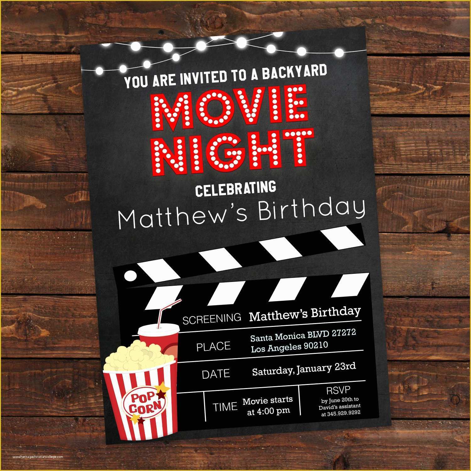 Movie Party Invitations Free Template Of Printable Backyard Movie Night Party Invitation Movie Night