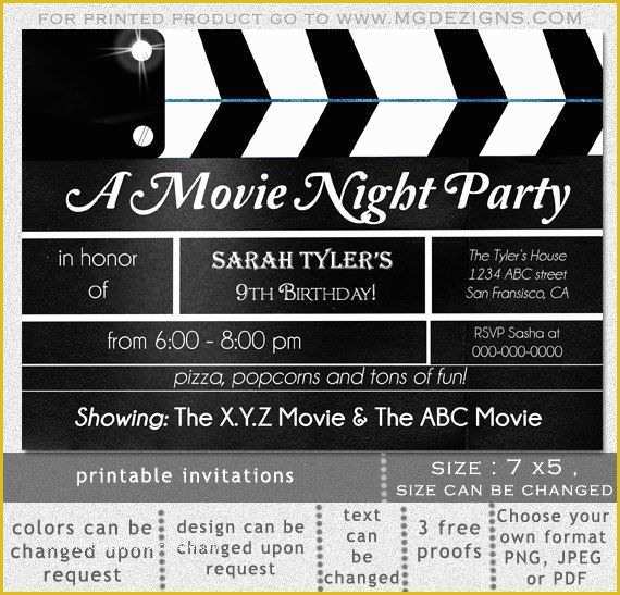 Movie Party Invitations Free Template Of Printable Movie Clapboard Movie Night Birthday Party