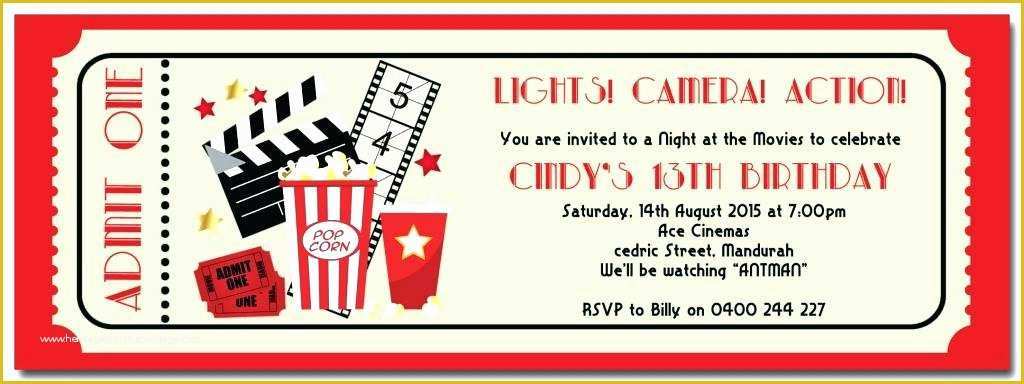 Movie Ticket Invitation Template Free Of Free Movie Ticket Invitations for Birthday Party