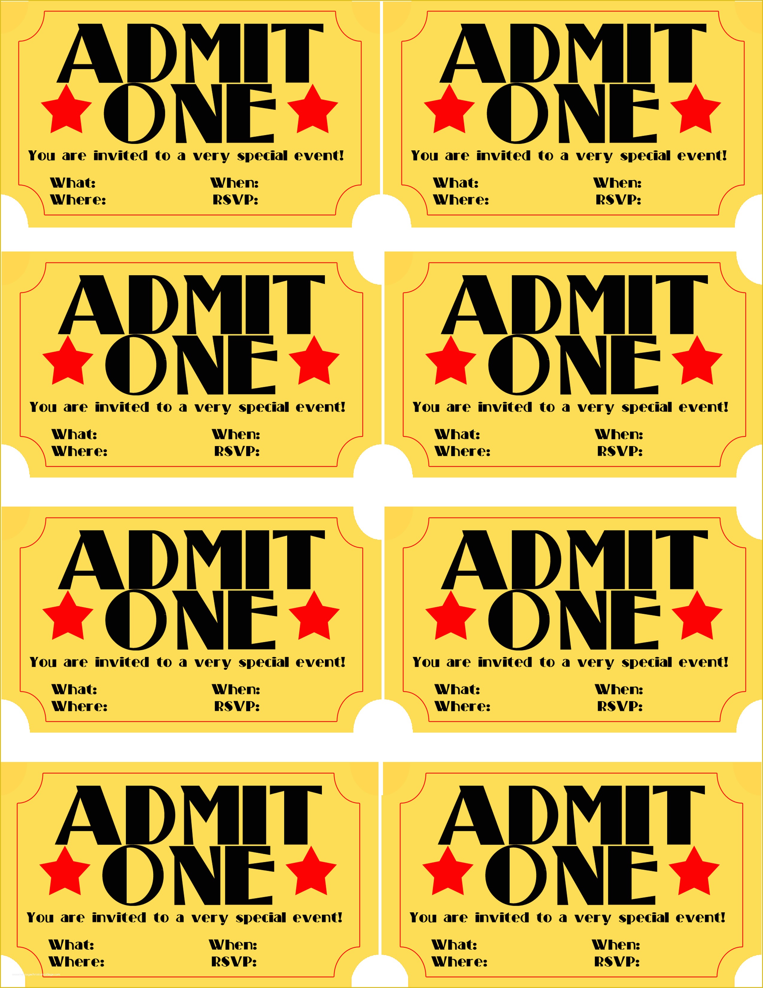 Movie Ticket Invitation Template Free Of Free Printable Movie Ticket Invitations
