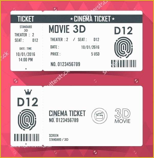 Movie Ticket Invitation Template Free Of Ticket Template Free Vector format Download Cinema Ticket