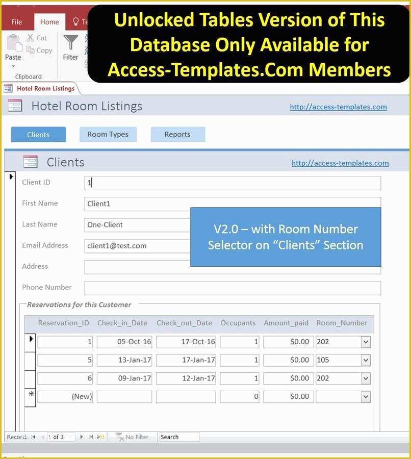 Ms Access Free Database Templates Of Access Database Hotel Management Templates Free