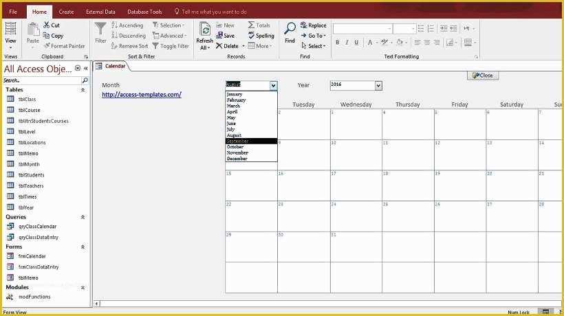 Ms Access Free Database Templates Of Microsoft Access Calendar form Template Free