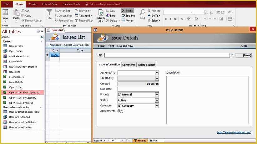 Ms Access Free Database Templates Of Microsoft Access issues List Tracking Templates Database