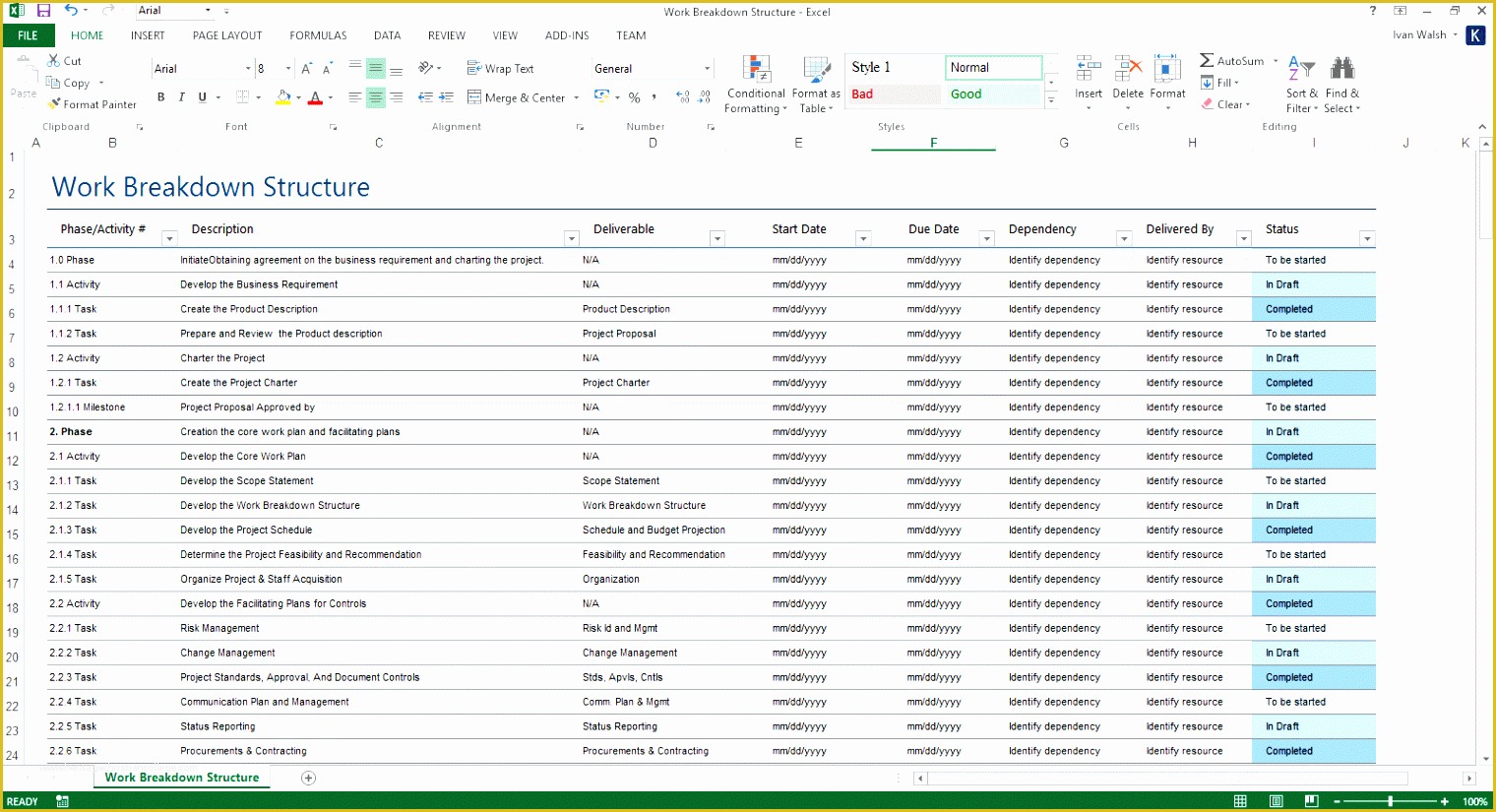 Ms Excel Project Plan Template Free Of 5 Project Plan In Excel Sampletemplatess Sampletemplatess