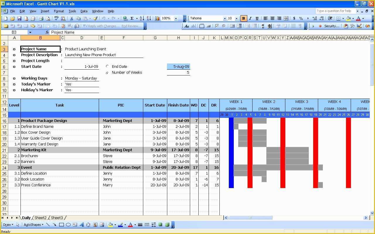 Ms Excel Templates Free Download Of Gantt Chart