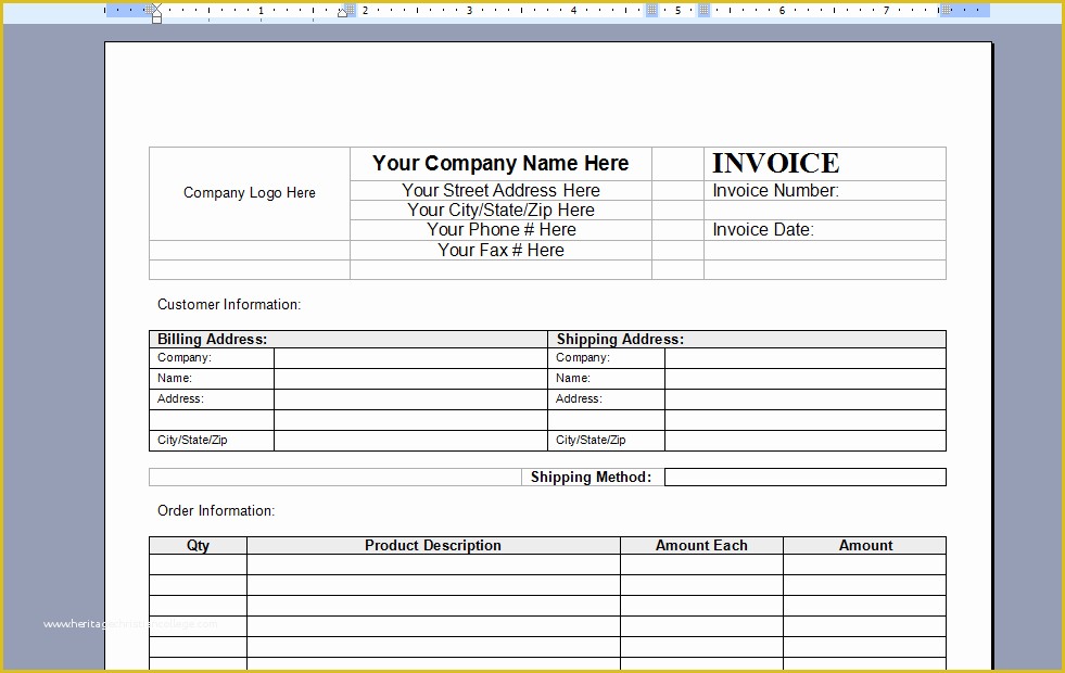 Ms Invoice Template Free Word Of Free Word Invoice Template