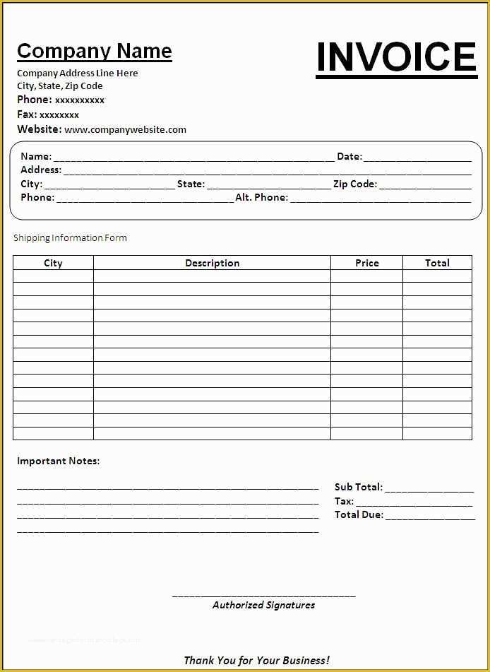 Ms Invoice Template Free Word Of Invoice Template In Word format