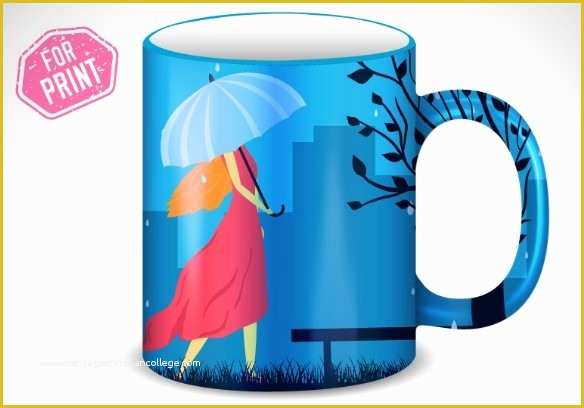 Mug Template Free Download Of Free Umbrella Girl Mug Cup Template Vector Titanui