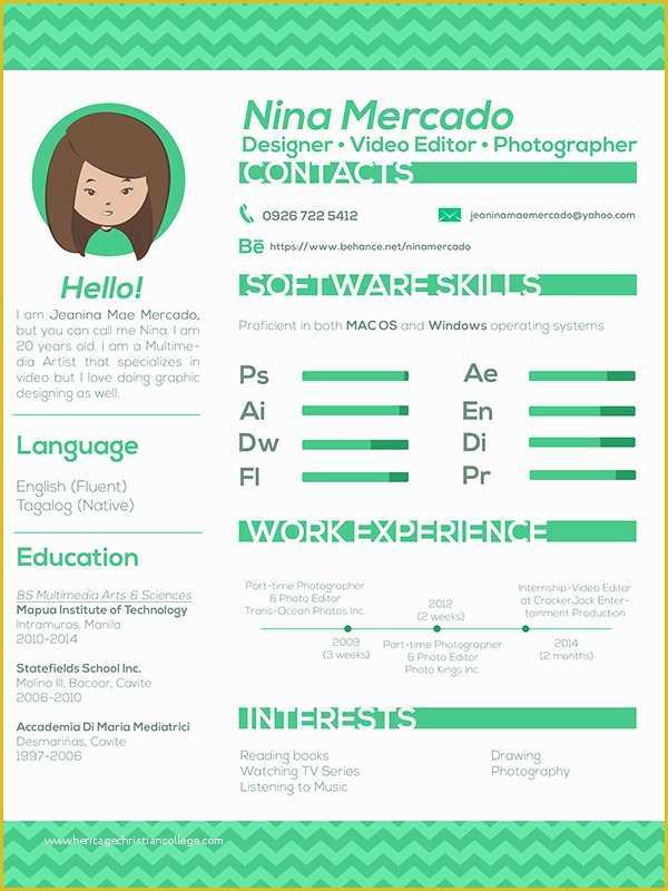 Multimedia Templates Free Download Of Creative Resume New by Jeanina Mae Mercado