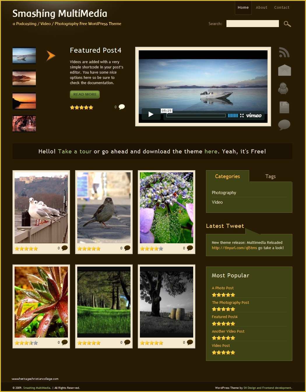 Multimedia Templates Free Download Of Free Podcasting Video and Graphy Wordpress theme