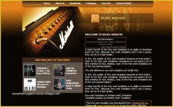 Music Store Website Template Free Download Of Black Music Band Css Template Download