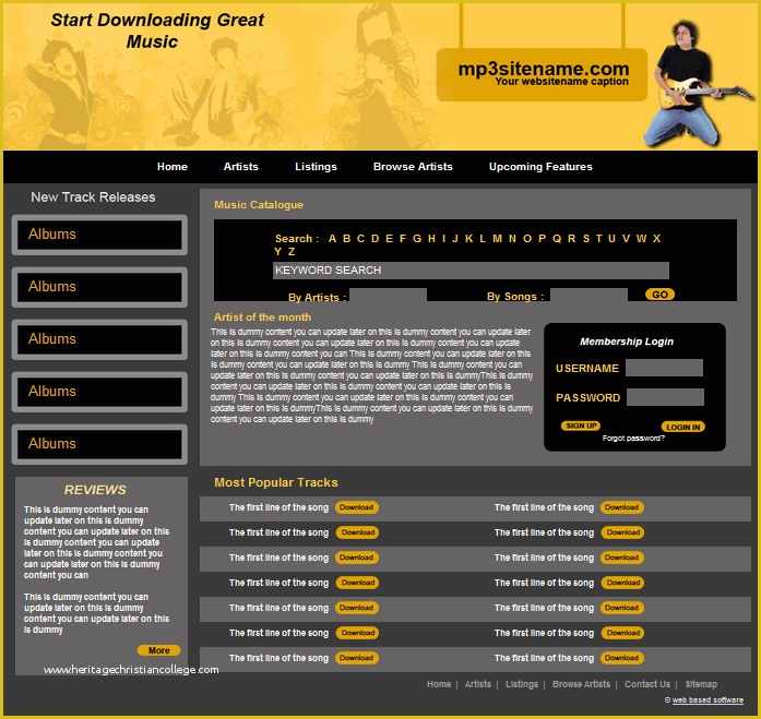 Music Store Website Template Free Download Of Free Download High Quality Dreamweaver Templates