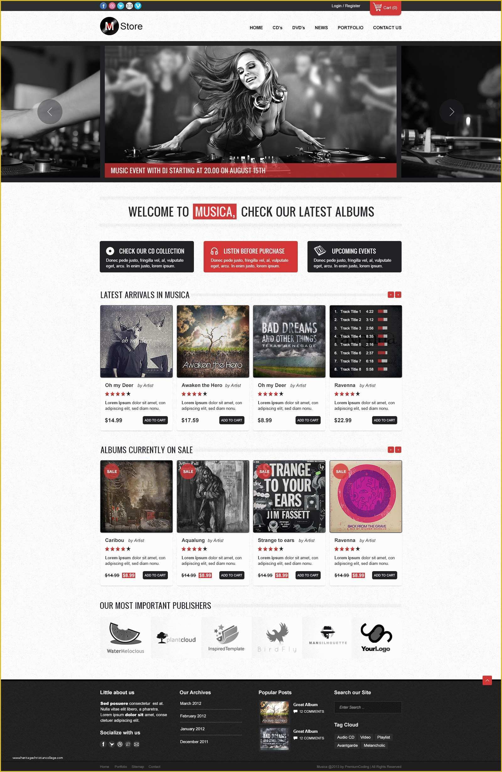 Music Store Website Template Free Download Of Freebie Musica E Merce Website Template Psd