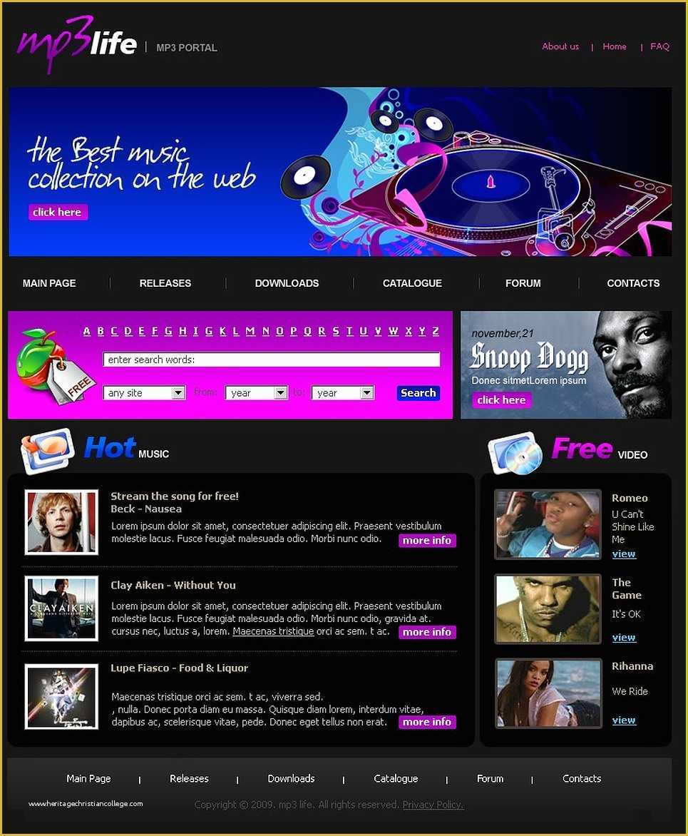 Music Store Website Template Free Download Of Mp3 Store Website Template Web Design Templates Website