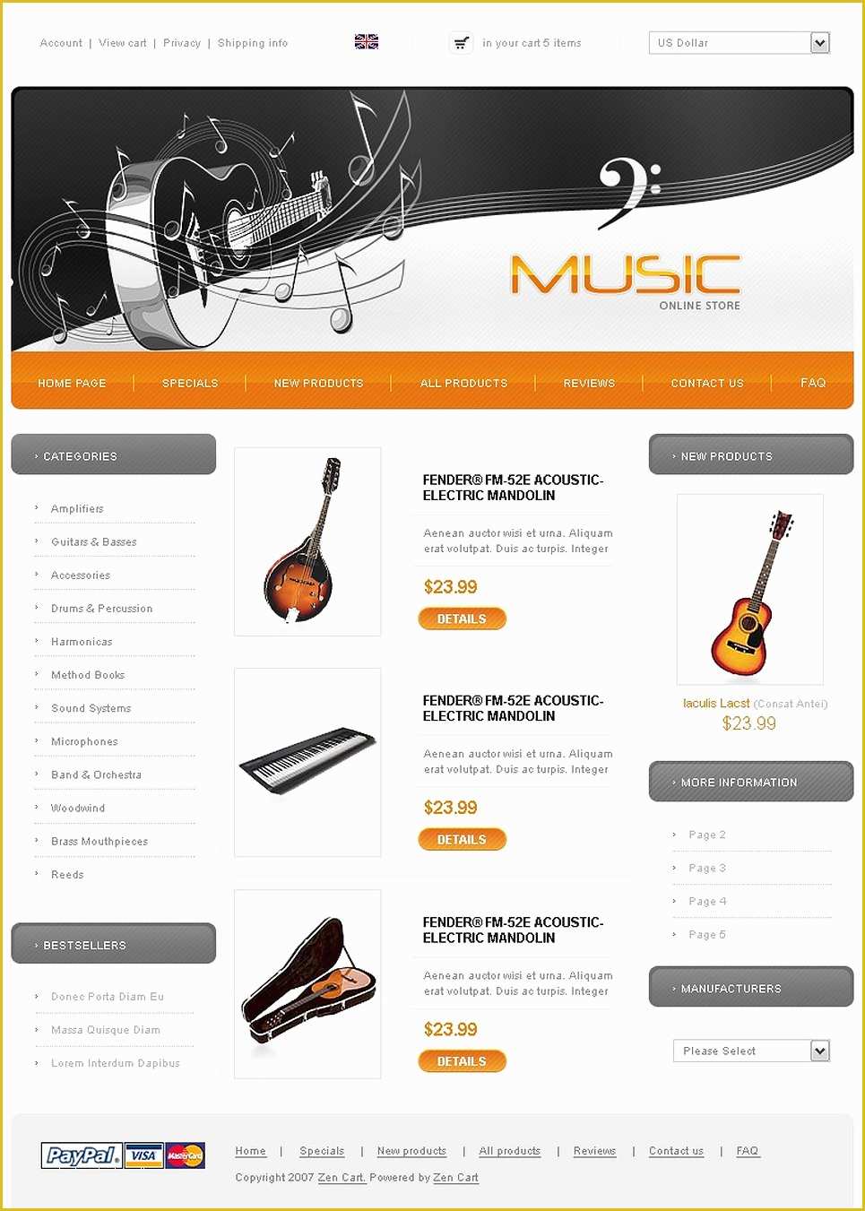 Music Store Website Template Free Download Of Music Store Zencart Template Web Design Templates