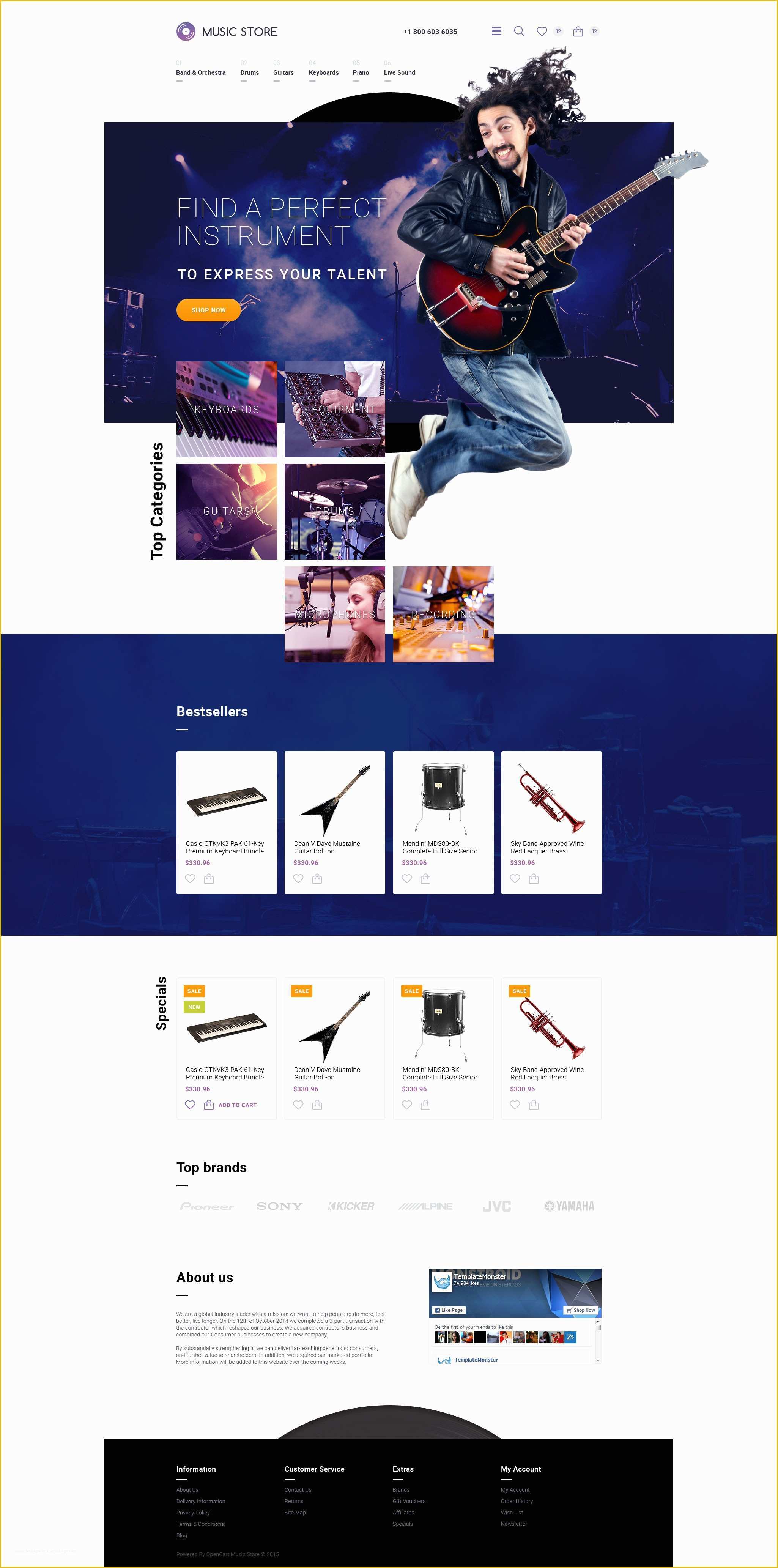 Music Store Website Template Free Download Of Musical Instruments Opencart Template