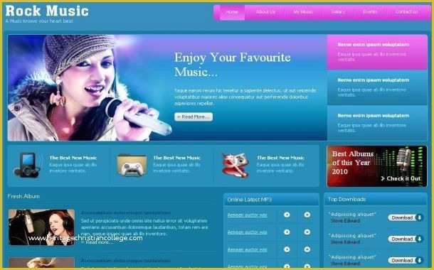 Music Website Template Free Of Black Rock Guitar Music Css Template