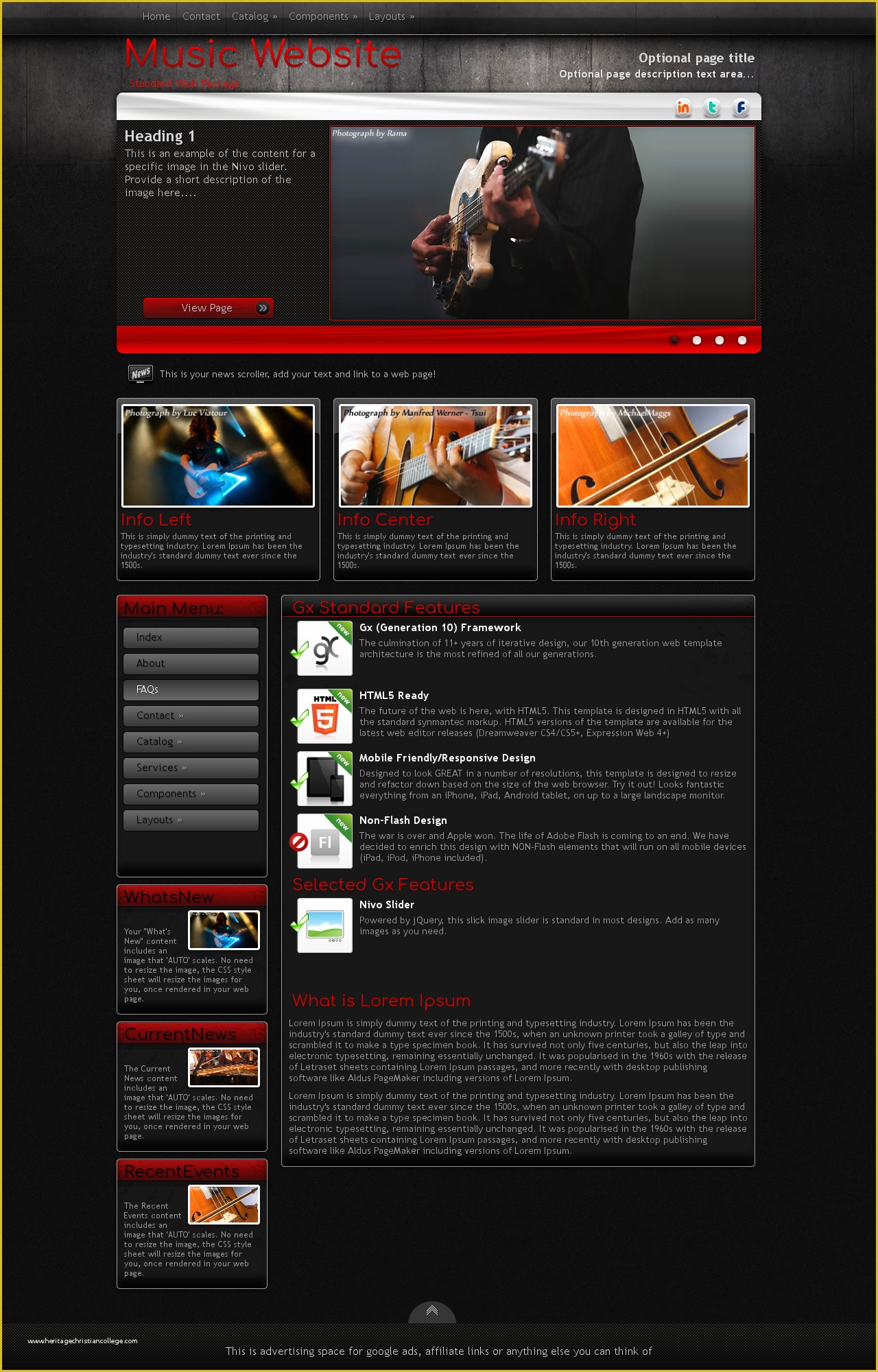 Music Website Template Free Of Foundation Music Red Black