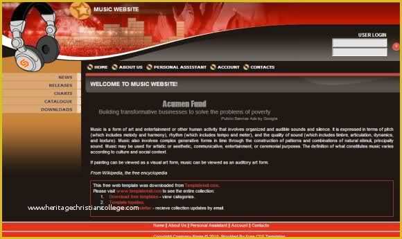 Music Website Template Free Of Free Css Music Dj Portal Website Template
