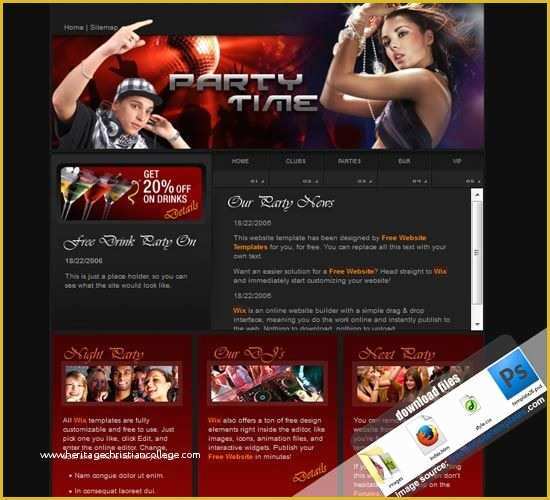 Music Website Template Free Of Music Dj Website Template Music Video Dj Party Website