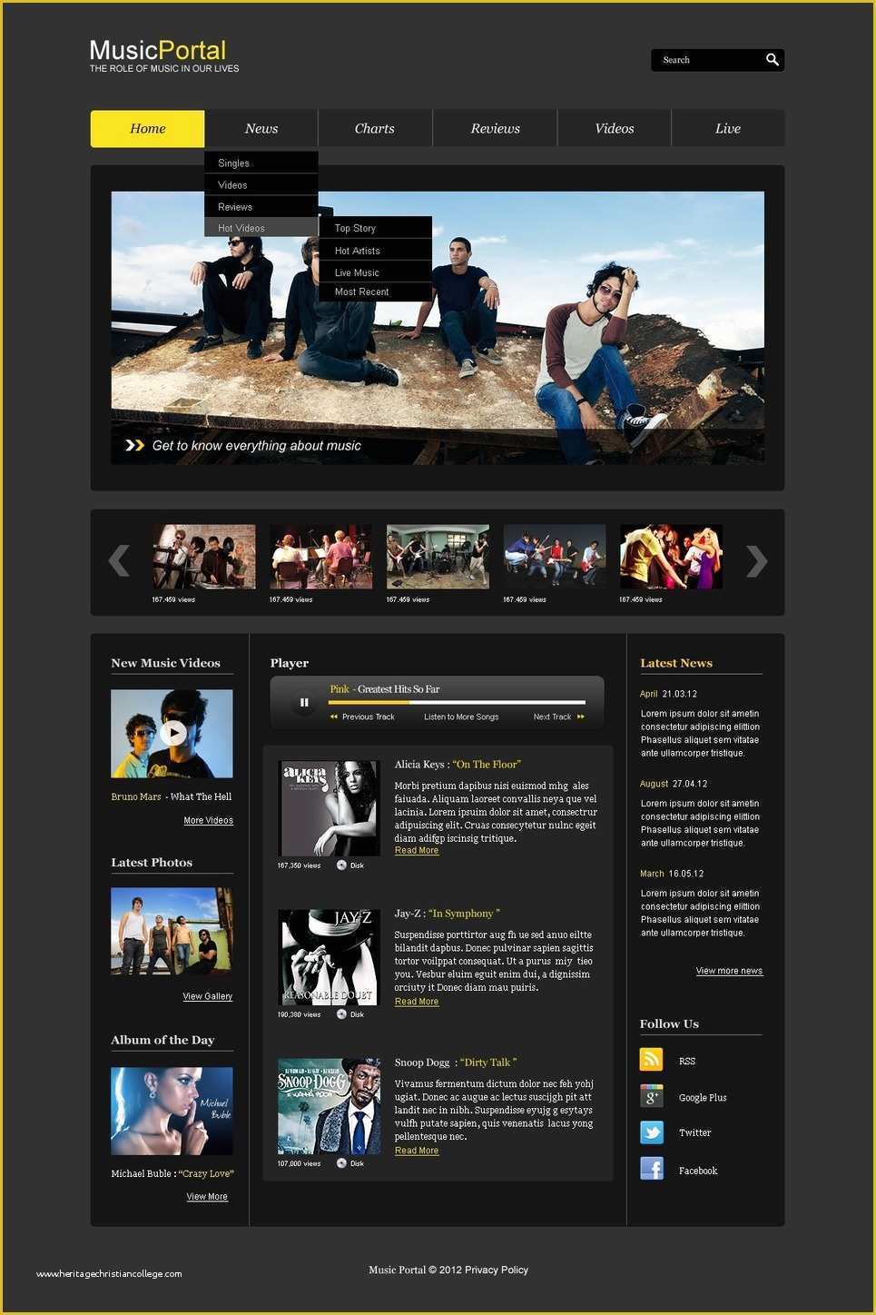 Music Website Template Free Of Music Portal Website Template