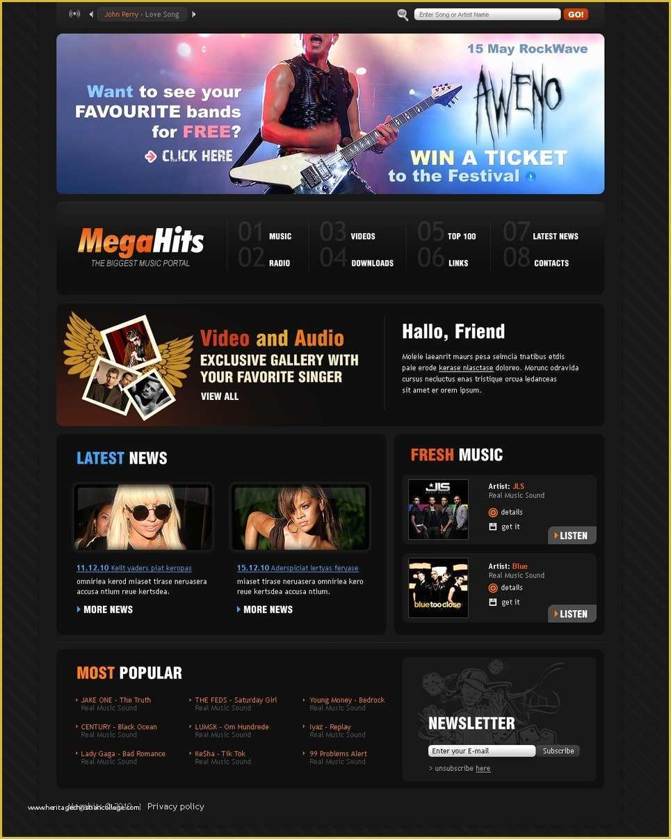Music Website Template Free Of Music Website Template