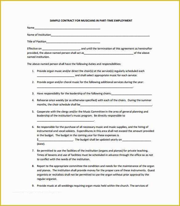 Musician Contract Template Free Of 15 Music Contract Templates