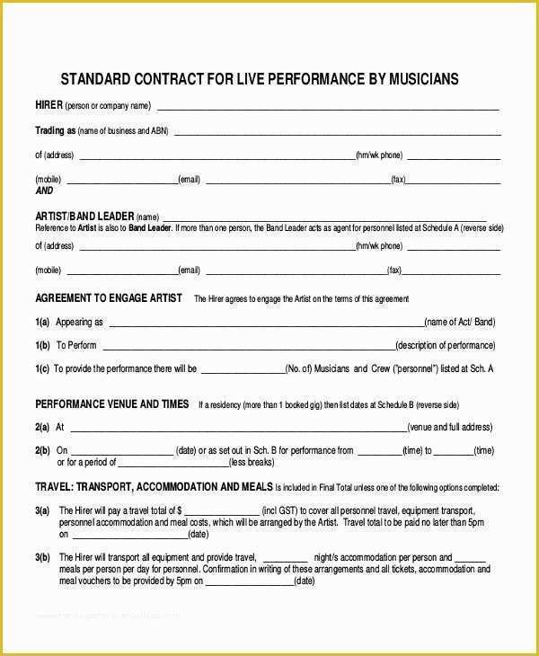 Musician Contract Template Free Of 28 Contract Templates Free Sample Example format