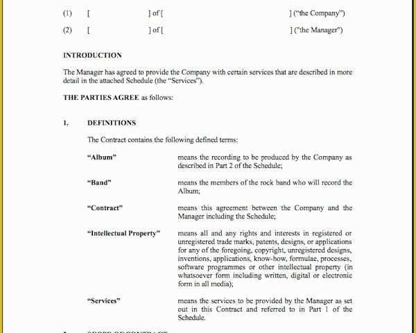 Musician Contract Template Free Of 5 Band Contract Examples Pdf