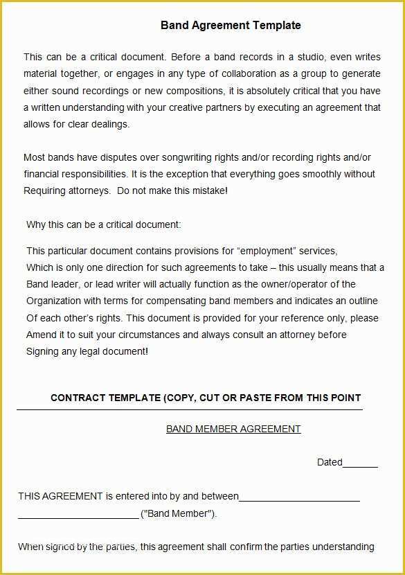 Musician Contract Template Free Of 9 Sample Band Contract Templates Word Pdf Google Docs