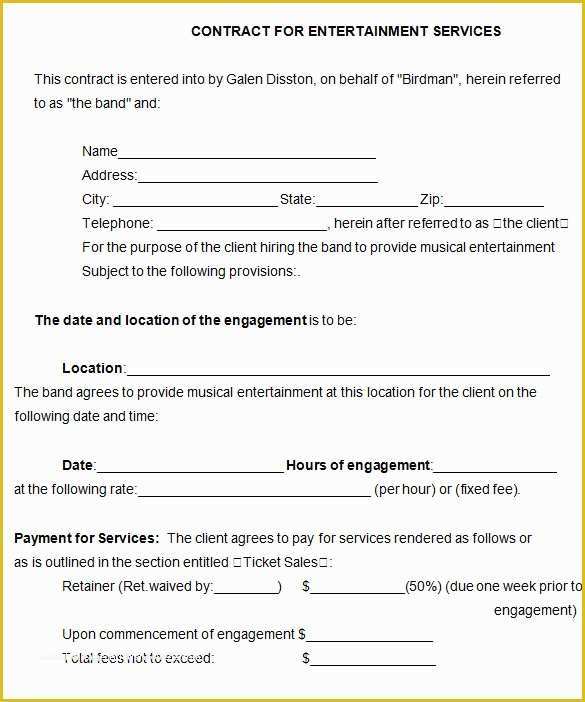 Musician Contract Template Free Of Band Contract Template 5 Free Word Pdf Documents